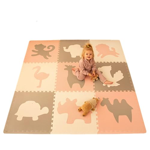 Hakuna Matte große Puzzlematte für Babys 1,8x1,8m – 9 XXL Platten 60 x 60cm mit Tieren – 20%...