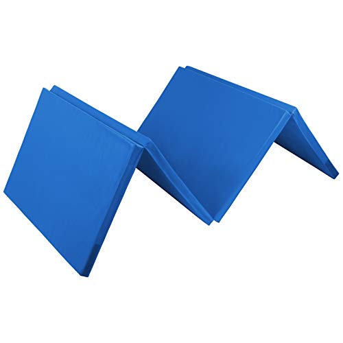 ALPIDEX Klappbare Gymnastikmatte Turnmatte für zuhause 300 x 120 x 5 cm für Kinder und Erwachsene - mit Klettecken, 3fach klappbar, Farbe:blau