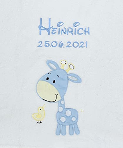 KIDDI-MEDIA Babydecke mit Name und Geburtsdatum Bestickt / kuschelig weich / 1A Qualität (Weiss /...