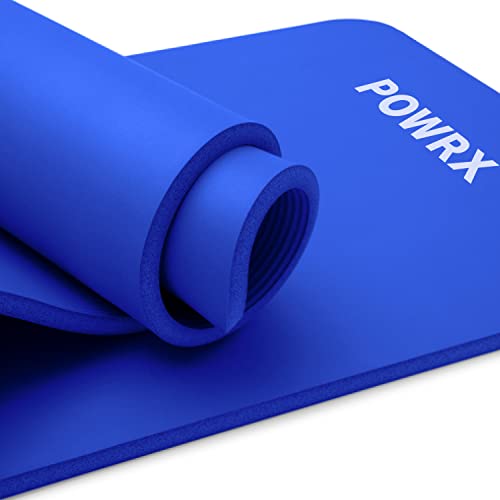 POWRX Gymnastikmatte I Yoga-Matte (Dunkelblau, 190 x 80 x 1.5 cm) inkl. Trageband + Tasche + GRATIS Übungsposter I Hautfreundliche Sportmatte Fitnessmatte rutschfest Phthalatfrei