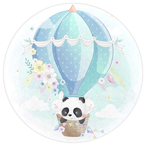 Yumansis Heißluftballon Netter Panda Super weicher runder Teppich für Schlafzimmer Kinderzimmer Wohnzimmer Spielzimmer Jungen Mädchen Baby Kinder Kinder Teppich Home Nursery Decor 120cm