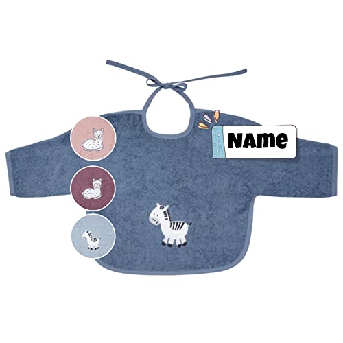 Langarm Lätzchen Baby bestickt mit Namen | 100% Baumwolle | personalisiert | Lätzchen mit Ärmel...