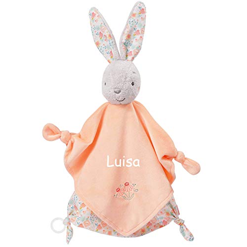 FEHN Hase Schmusetuch mit Namen Bestickt, Baby & Kleinkinder Spielkamerad & Einschlafhilfe,...