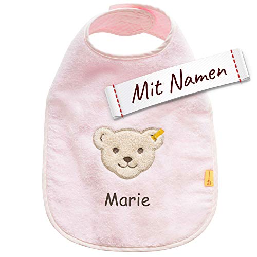Steiff Lätzchen bestickt mit Namen, Extra Groß, Mädchen, Baby Lätzchen/Halstuch/Spucktuch,...