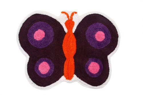 Homescapes Kinderteppich lila Schmetterling Bunter Teppich, Vorleger 55 x 80 cm. Farben: lila und...