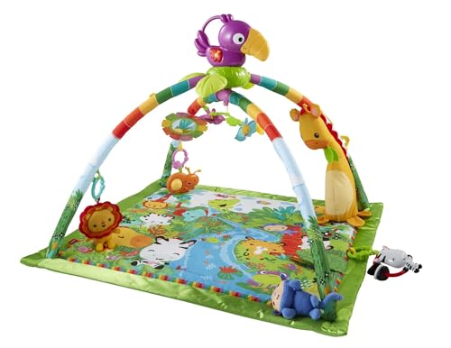 Fisher-Price Rainforest Erlebnisdecke Baby | Krabbeldecke für Baby mit Spielbogen | Dschungel mit...