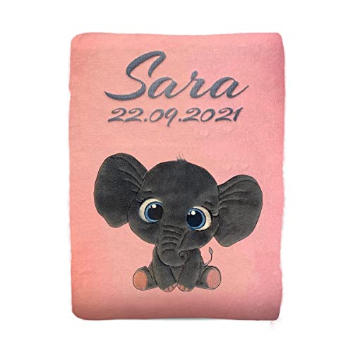 Babydecke Bestickt mit Namen und Geburtsdatum | Kuscheldecke Baby I Personalisiertes Geschenk zur...