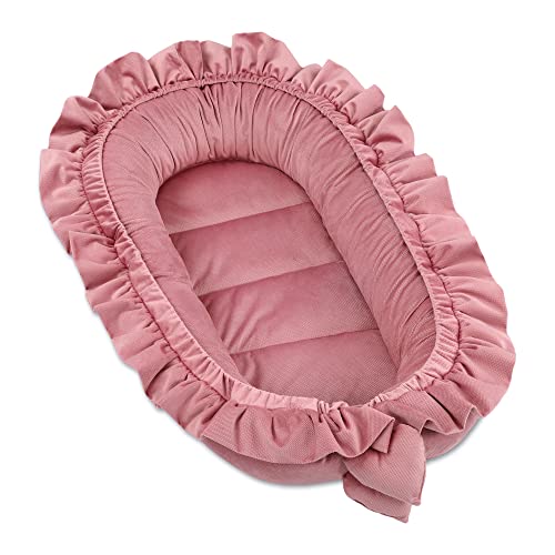 Babynestchen Velvet Kuschelnest für Neugeborene 90x50 cm - Baby Nestchen Bett Kokon Fleecestoff...