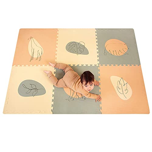 Hakuna Matte große Puzzlematte für Babys 1,8x1,2m – 6 XXL-Platten 60x60cm mit Dschungelmotiven...