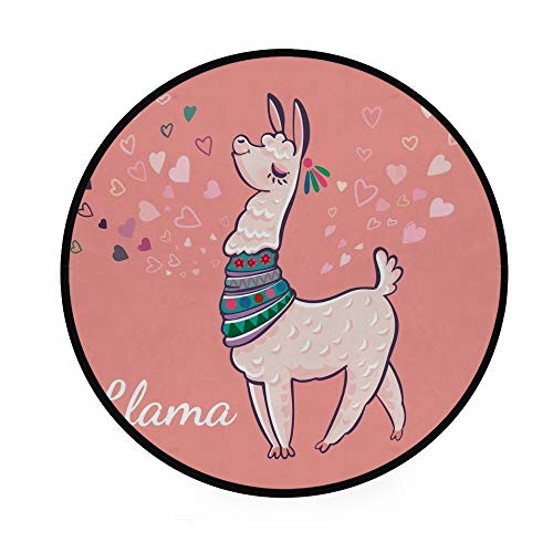 Orediy 92cm Runde Schaumstoff Weiche Teppiche Lama Cartoon Alpaka Leichte Kinder Kinderzimmer...