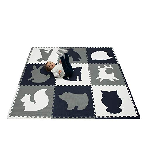 Hakuna Matte große Puzzlematte für Babys 1,8x1,8m – 9 XXL Platten 60 x 60cm mit Tieren – 20% dickere Spielmatte in Einer umweltfreundlichen Verpackung – schadstofffreie, geruchlose Krabbelmatte