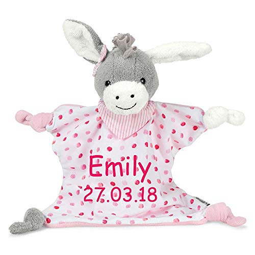 Sterntaler Schmusetuch Emmi Girl medium mit Namen Geburtsdatum bestickt Schnuffeltuch grau/pink