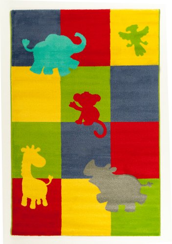 Dreamcarpets Hochwertiger Kinderteppich Tiere Zoo 80x150cm K10706