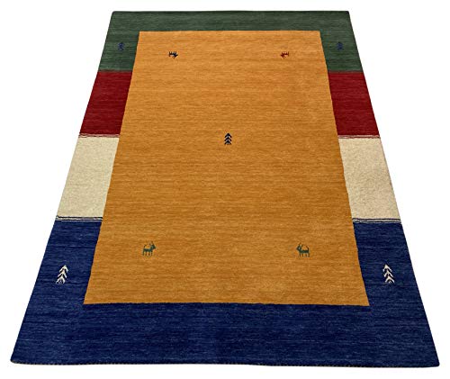 WAWA TEPPICHE Orientalischer Teppich Gabbeh Loom Handgefertigt 100% Lori Buff Debbich (Gelb), 200_x_300_cm