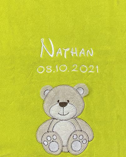 KIDDI-MEDIA Babydecke (Name leuchtet im Dunkeln) personalisiert mit Name und Geburtsdatum / mit...
