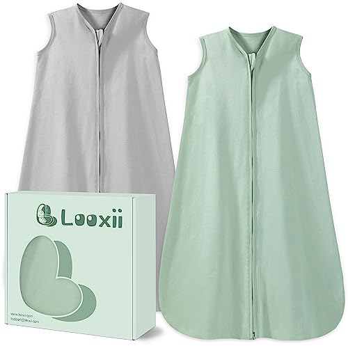 Looxii 2er Pack Baby Schlafsack Sommer 100% Baumwolle Sommerschlafsack 0.5 Tog Babyschlafsack 84 cm...