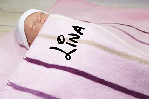 ★ Babydecke mit Namen und Datum bestickt ★ Baby Geschenke ★ Geburt ★ (Rosa - Weinrot, 100 x 150 cm)