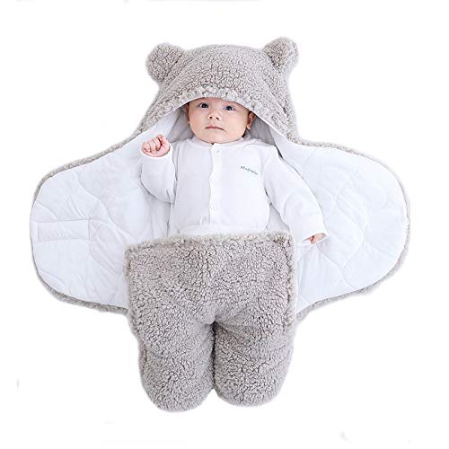Baby-Schlafsack, Teddybär-Form, geeignet für 0–6 Monate, Plüsch-Babydecken, Unisex, leicht zu...