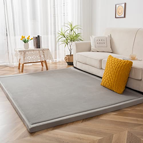 BYBYME® Korallen Samtmatte Kinderteppich - Krabbeldecke für Baby Teppich - Extra Dicke 3cm und...