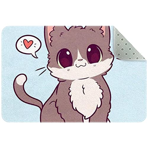 laire Daniel Rechteckiger Kinderteppich Rechteckiger Teppichteppich Süße Cartoon-Katze Rechteckige...