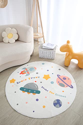 AIQII Kinderteppich Rund Waschbare Spielteppich Rutschfester Teppich Kinderteppiche Runden...