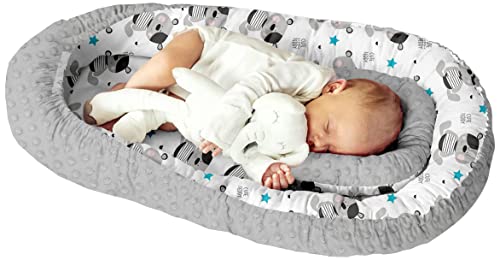 Kokon Kuschelnest für Babys und Säuglinge, Nestchen, Reisebett, 100% Baumwolle und Plüsch Minky,...