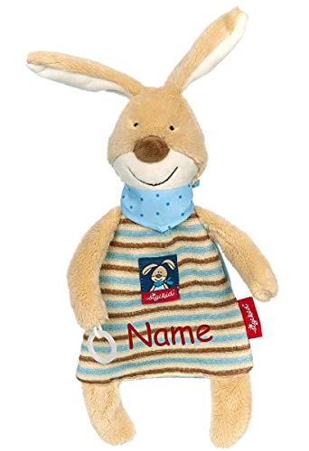 Sigikid Hase Schnuffeltuch mit Namen Bestickt, Jungen Baby Kinder Kleinkind Kuscheltier Schmusetuch...