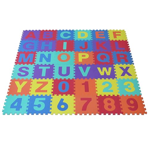 ALPIDEX Kinder Puzzlematten 86-teilig | Buchstaben & Zahlen | 36 Matten - 30 x 30 x 1cm |...