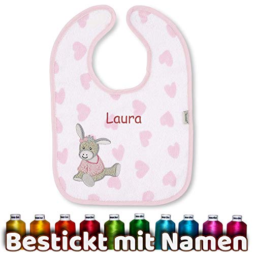 Sterntaler Lätzchen mit Namen bestickt, Model Emmi Girl in Rosa, Baby & Kleinkind Spucktuch mit...