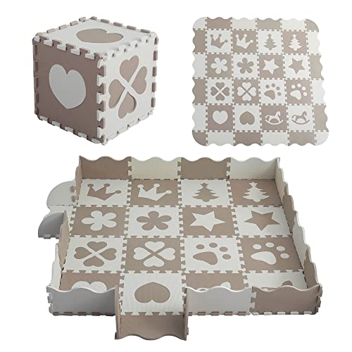 MUSOLEI Puzzlematte Baby Kinder Puzzlematten mit Zaun 66-teilige Krabbelmatte Baby Spielmatte...