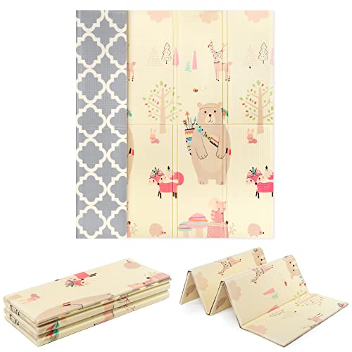 Spielmatte Baby 180x200x1,5cm - Krabbeldecke XXL Wendbar Gepolstert - Baby & Erwachsenenseite -...