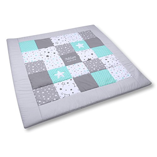 Amilian Krabbeldecke Patchworkdecke ideal als Spieldecke Laufgittereinlage Decke Kuscheldecke schön...