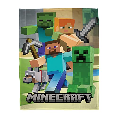 Familando Große Kuscheldecke Minecraft 160x200 cm · Motiv Detail mit Alex Steve und Creep ·...