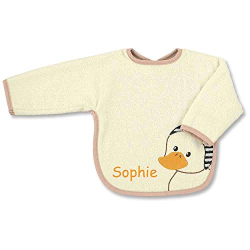 Sterntaler Ärmellätzchen Lätzchen mit Namen bestickt Baby Geschenk zur Geburt (Peggy weiß)