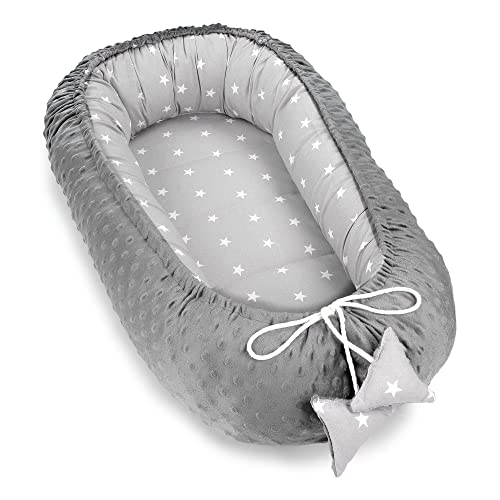 Warmes Nestchen Baby 90x50 cm - Kuschelnest Neugeborene Nestchen Winter/Herbst Kokon Babynest Sterne...