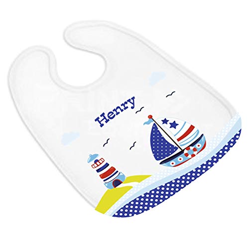MissRompy Lätzchen (857) Segelboot mit Name Babylätzchen Sabberlatz Spucktuch Kleckerlatz