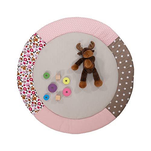 ULLENBOOM ® Baby Krabbeldecke rund gepolstert (120x120 cm) in Sand Eichhörnchen (Made in EU) -...