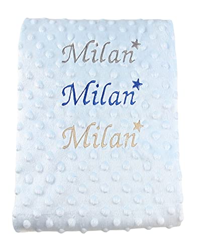 Baby Decke mit Namen bestickt (blau)