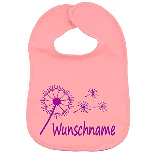 Lätzchen Pusteblume mit Namen oder Text personalisiert für Baby oder Kleinkind rosa