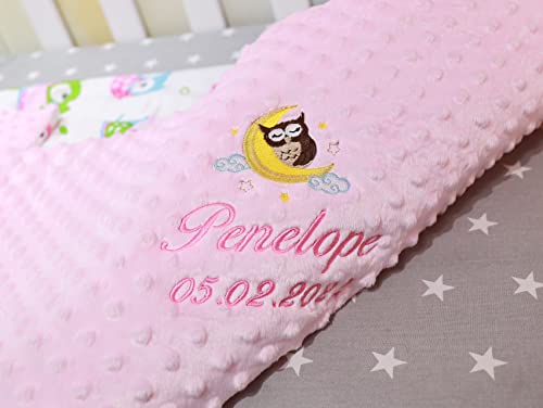 ★ Babydecke mit Namen und Motiv Bestickt ★ Minky ★ Baumwolle ★ Füllung ★personalisiert...