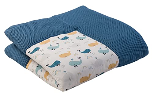 ULLENBOOM ® Baby Krabbeldecke 140x140 cm gepolstert - Blau-Wale (Made in EU) - XXL Krabbeldecke...