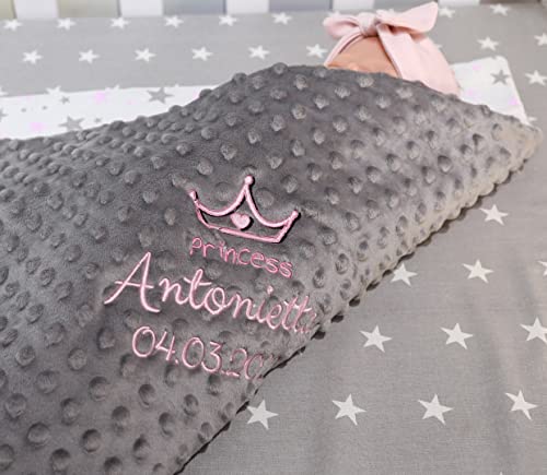 Generisch ★ Babydecke mit Namen und Motiv Bestickt ★ Minky ★ Baumwolle ★ Füllung...