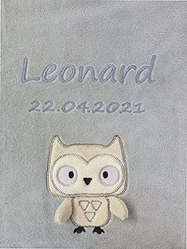 KIDDI-MEDIA Babydecke (Name leuchtet im Dunkeln) personalisiert mit Wunschname und Geburtsdatum /...