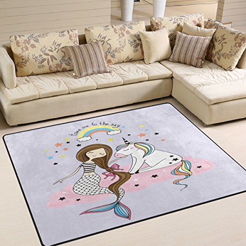 Domoko Cartoon Rainbow Cloud Meerjungfrau Einhorn Star Bereich Teppich Teppiche Matte f¨¹r...