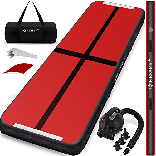 KESSER® Turnmatte Aufblasbar Airtrack 400x100x10 Fitness-Matte Gymnastikmatte 3/4/5/6m | inkl....