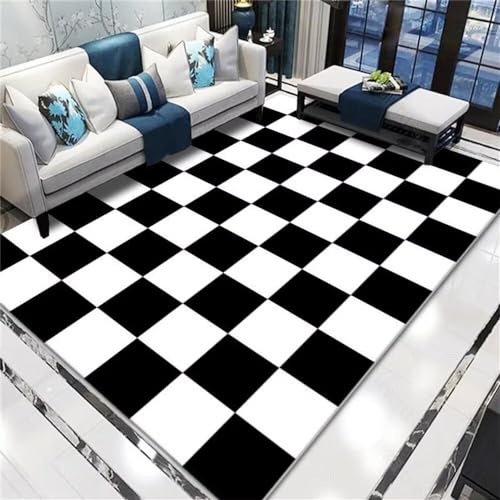 DJHWWD Bodenmatte Waschbarer Moderner Teppich Mit Schachbrettmuster Für Wohnzimmer, Teenagerzimmer...