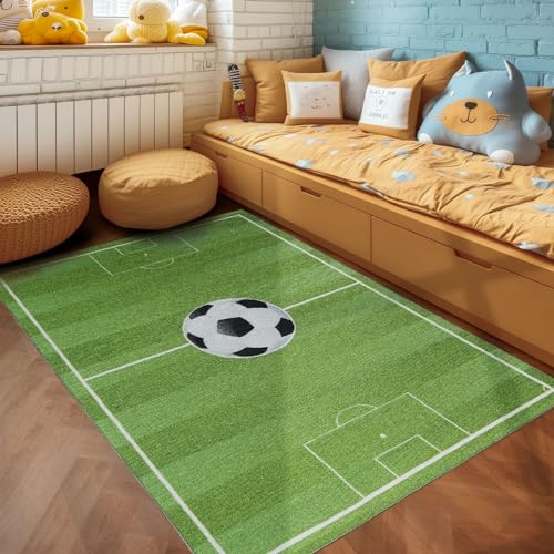 SIMPEX KinderTeppich, Fußballstadion, Teppich Grün, 120 x 170 cm, Teppich für Kinder, Teppich...