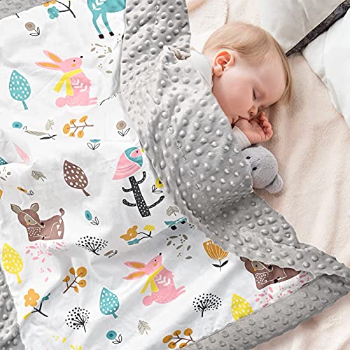Babydecke Bio Baumwolle, Kinder Kuscheldecke Polar Fleece Baby Komfort Decke 70x105cm, Grau Doppelseitige Blanket für Mädchen und Junge