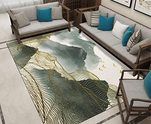 YQZS Home Teppich Kurzflor Modern Trendig Teppich Bergtintenmalerei Berge Großflächiger Teppich...