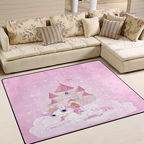 Mnsruu Castle Einhorn Wolke rosa Teppich Teppich Teppich Teppich für Wohnzimmer Schlafzimmer,...